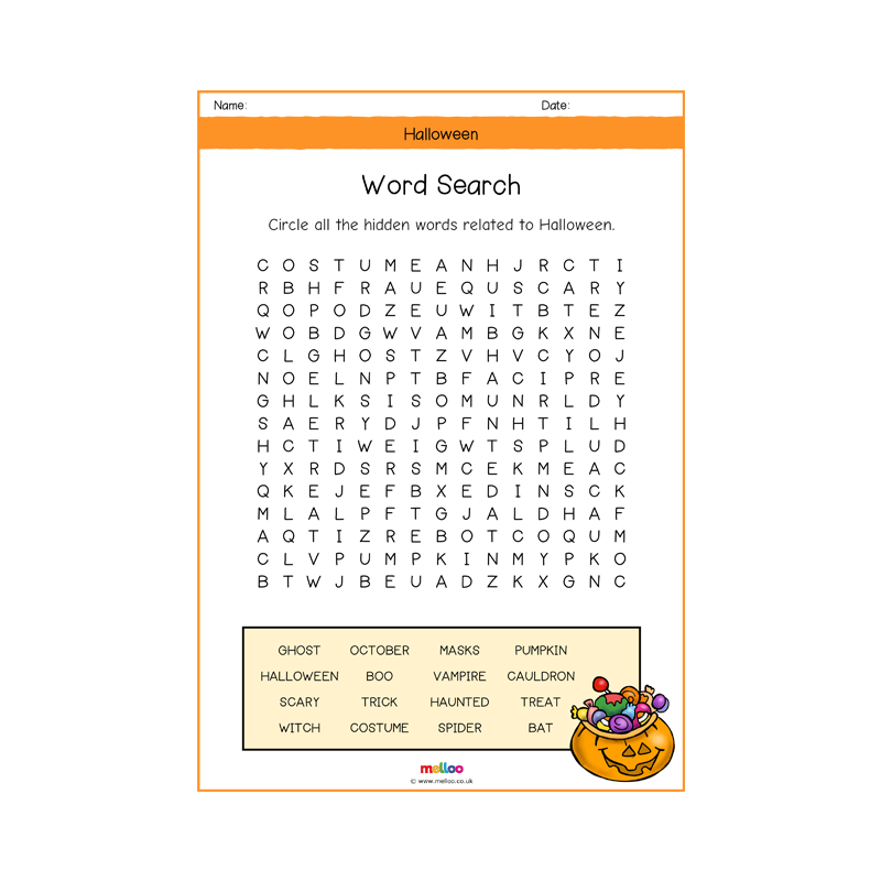 Halloween Word Search Special Days EYFS KS1 KS2