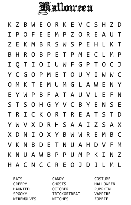 printable word search october