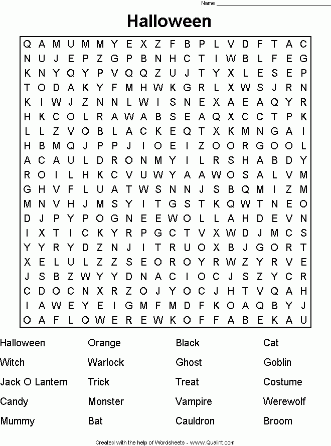 Halloween Word Search