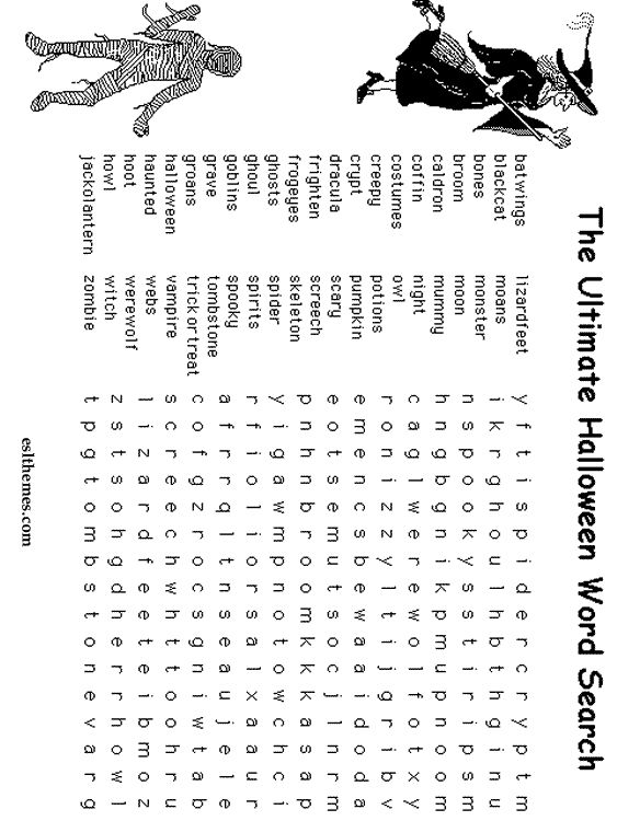 Hard Printable Word Searches For Adults HALLOWEEN 