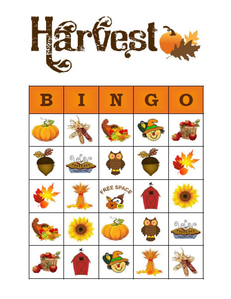 Harvest Fall Autumn Bingo 30 Printable Halloween 