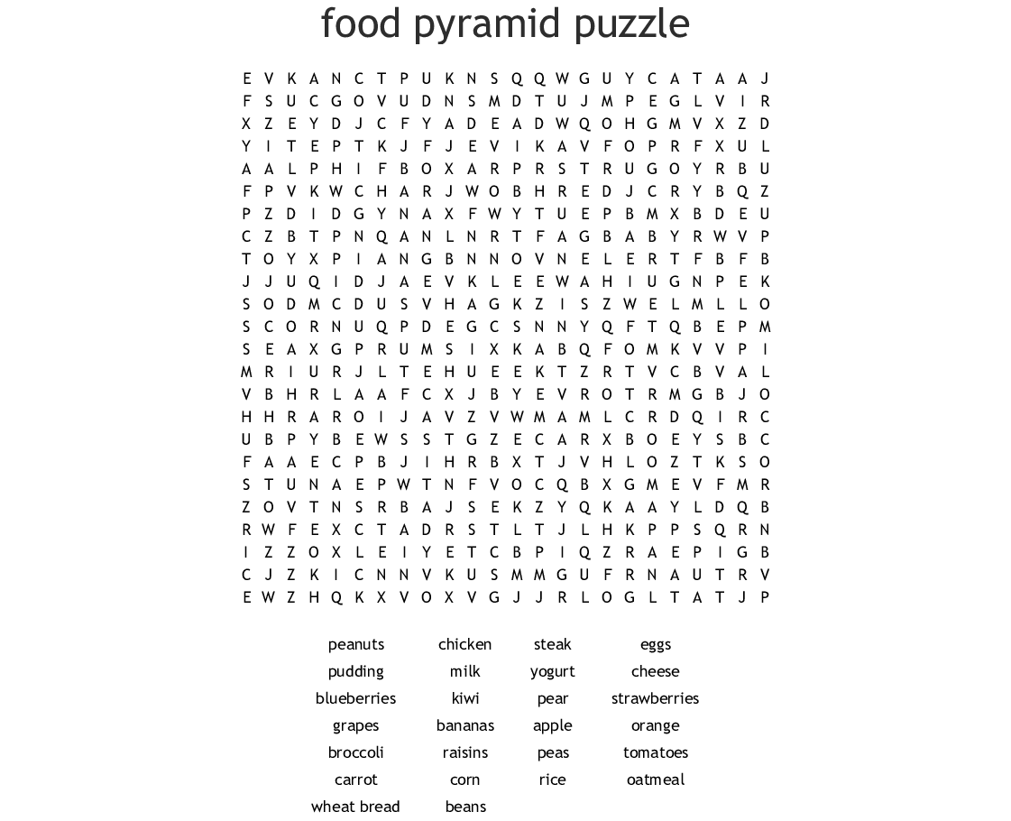 Healthy Foods Snacks Word Search WordMint