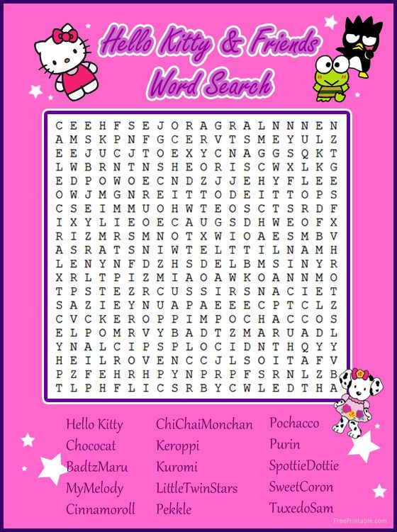 Hello Kitty Word Search Images Hello Kitty Printables 