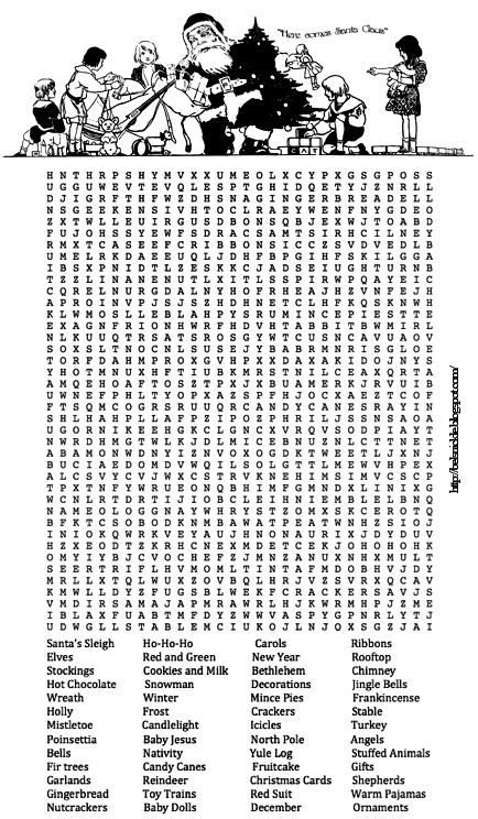 santa claus word search printable