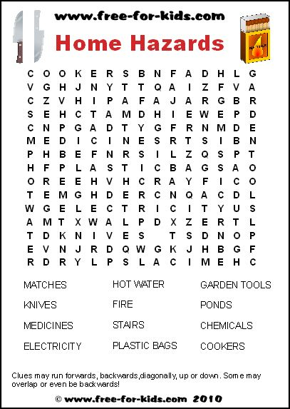 Home Hazards Free Printable Word Searches Word Search 