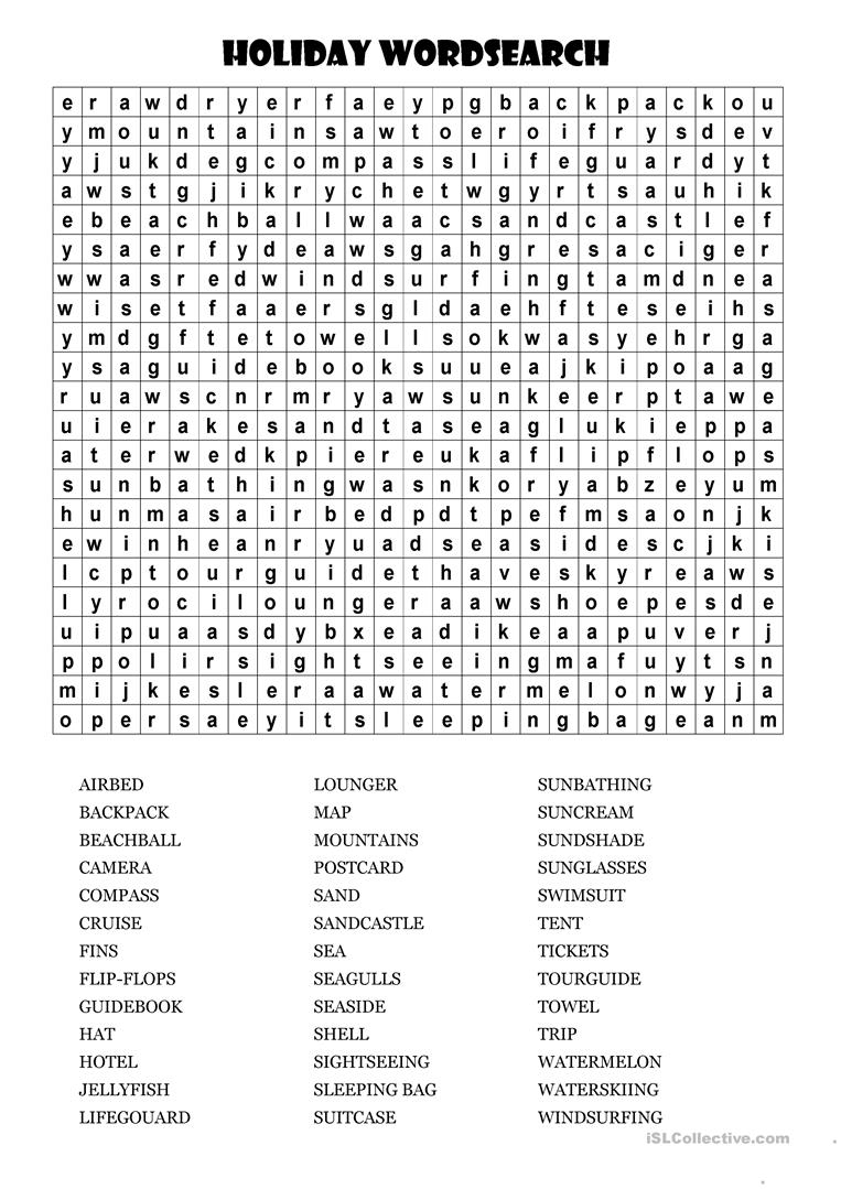 Huge Holiday Wordsearch English ESL Worksheets For 