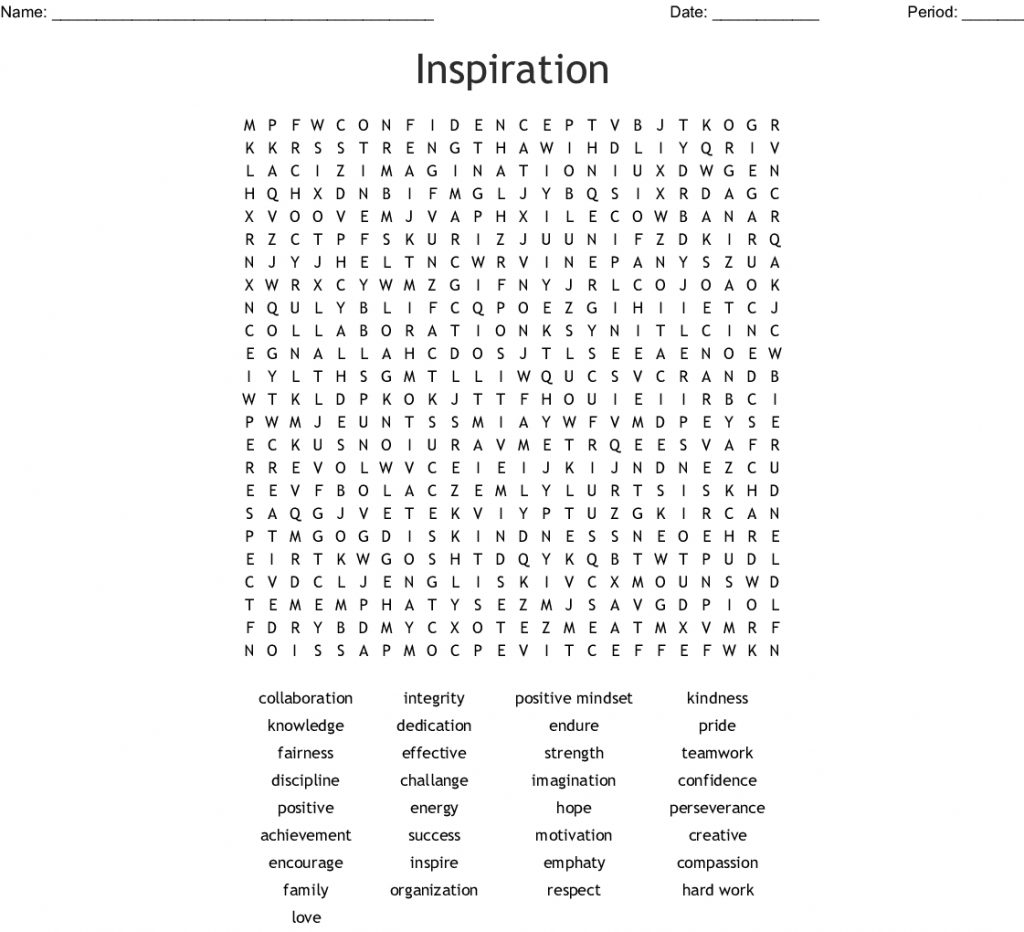 Inspiration Word Search Wordmint Word Search Printable