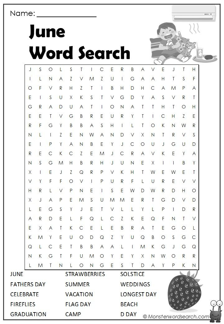 June Word Search Classroom Arrangement Word Puzzles 