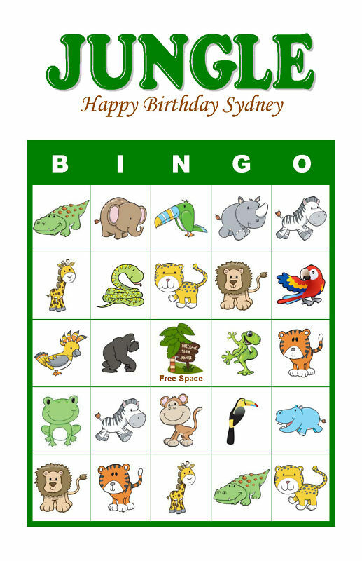 Jungle Birthday Party Game Activity Bingo Cards EBay