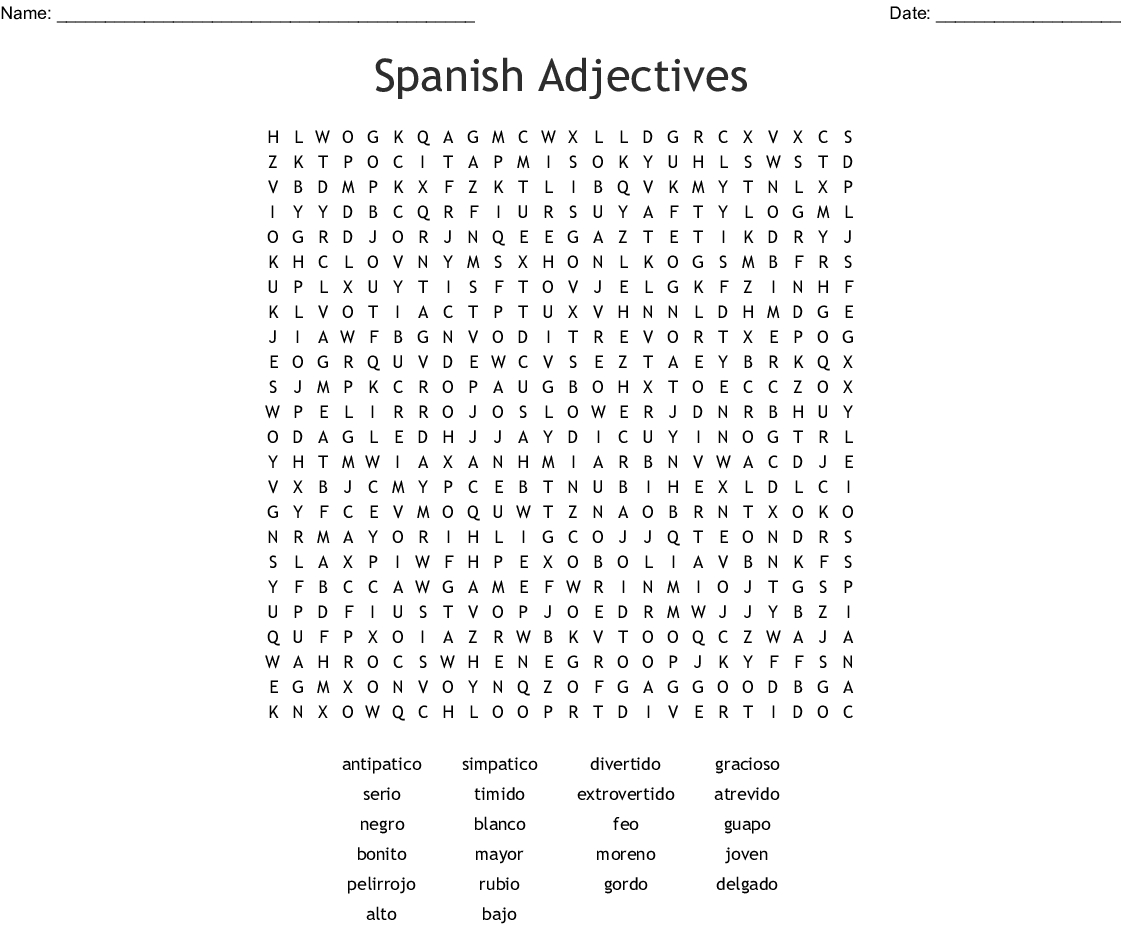 Kids Spanish Word Search Spanish Wordsearch Spanish 