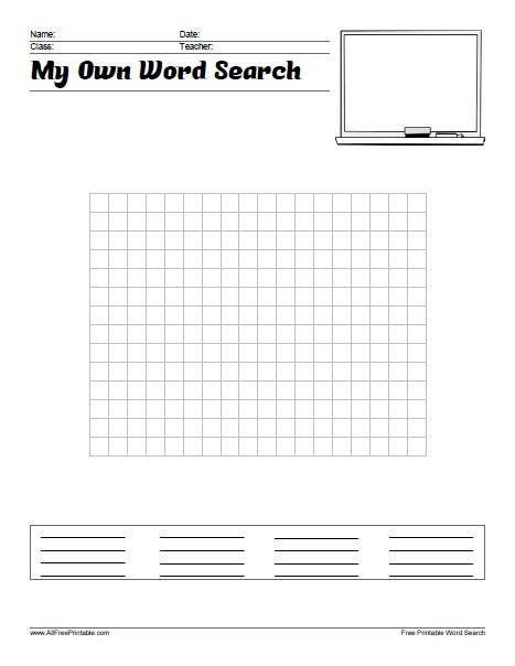 Make Your Own Word Search Free Printable 