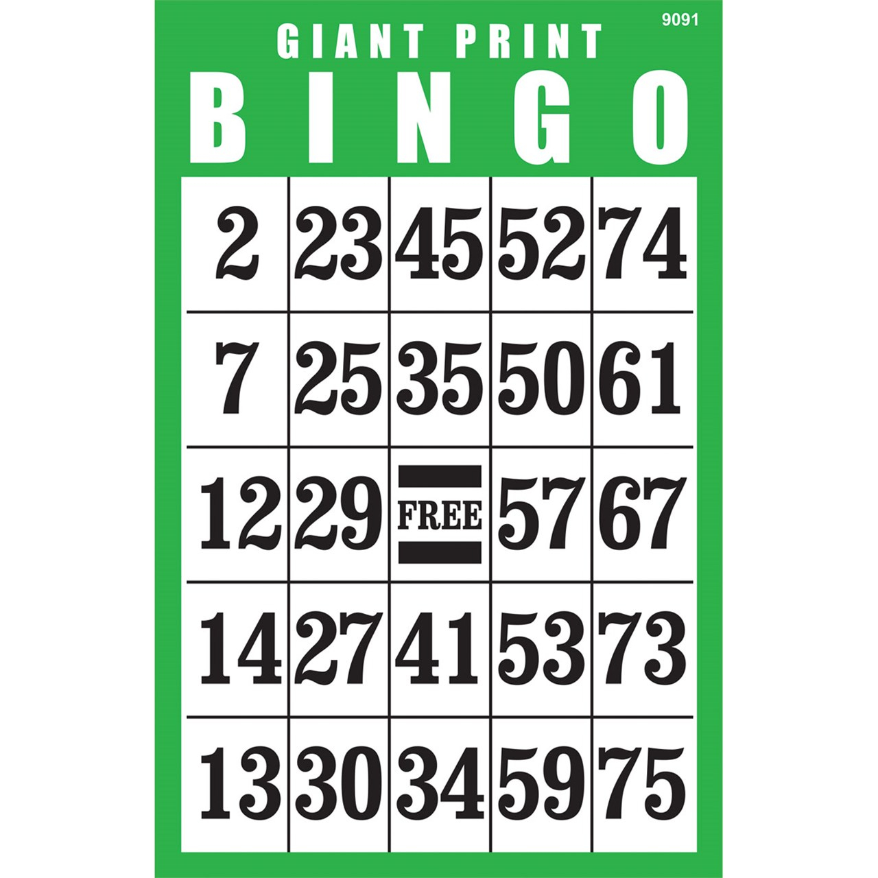 MaxiAids Giant Print BINGO Card Green