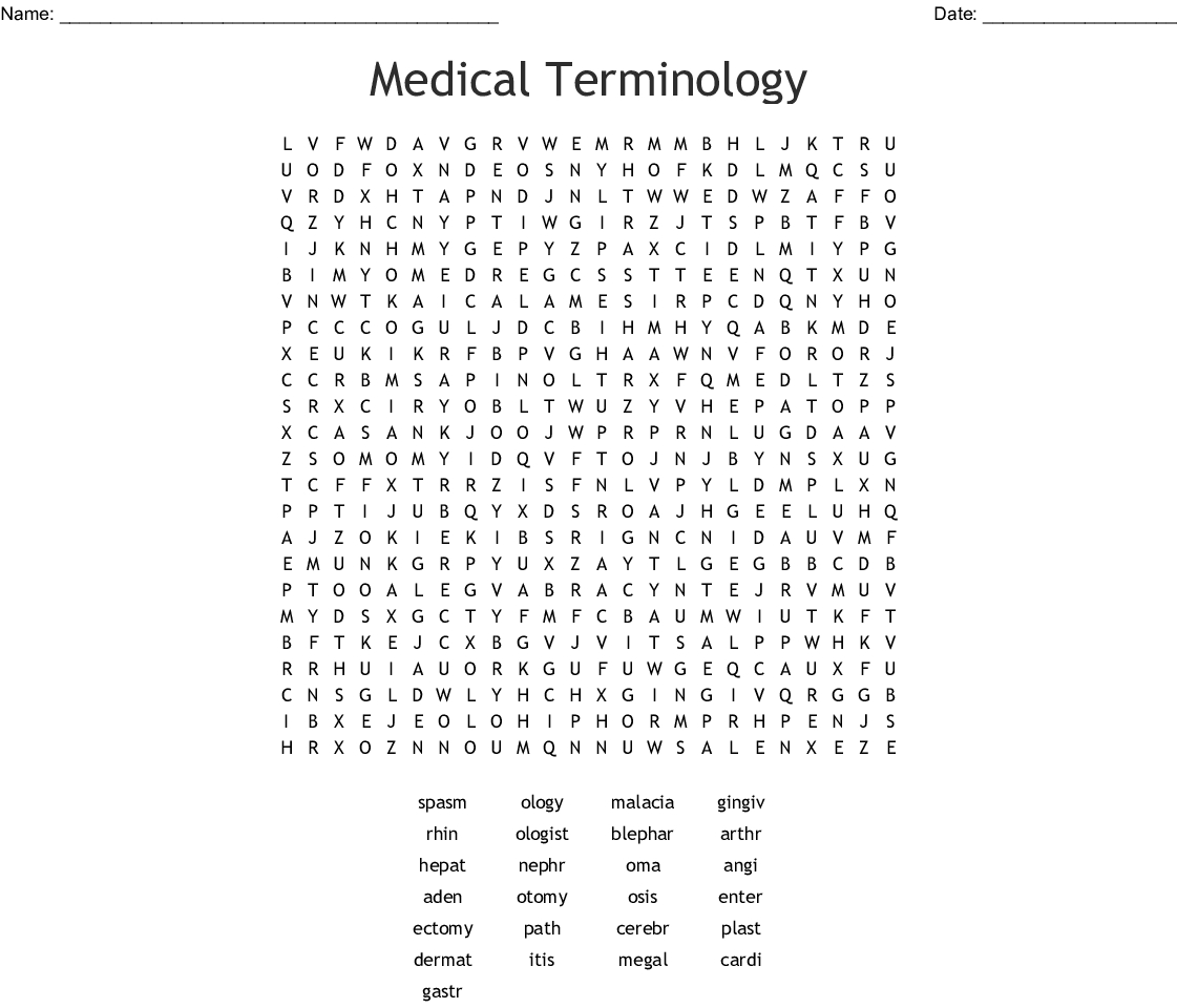 free printable word searches medical