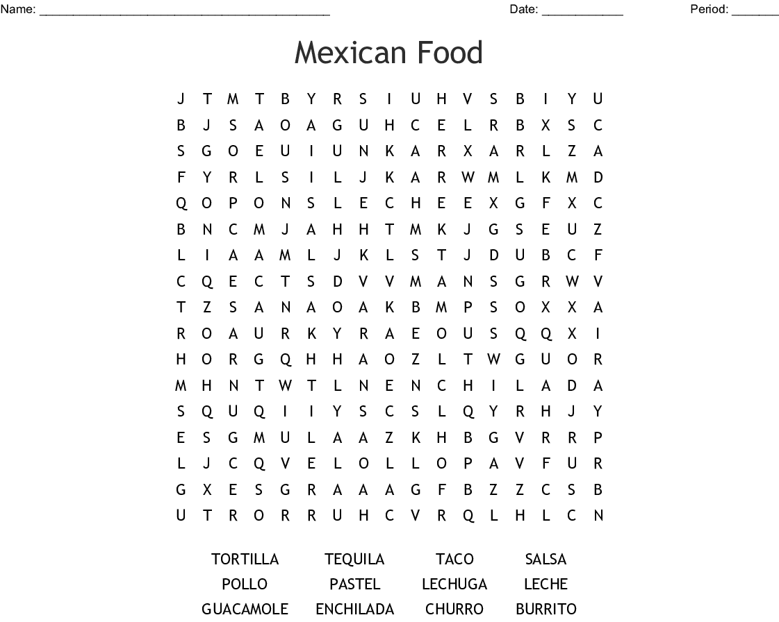 mexico word search printable