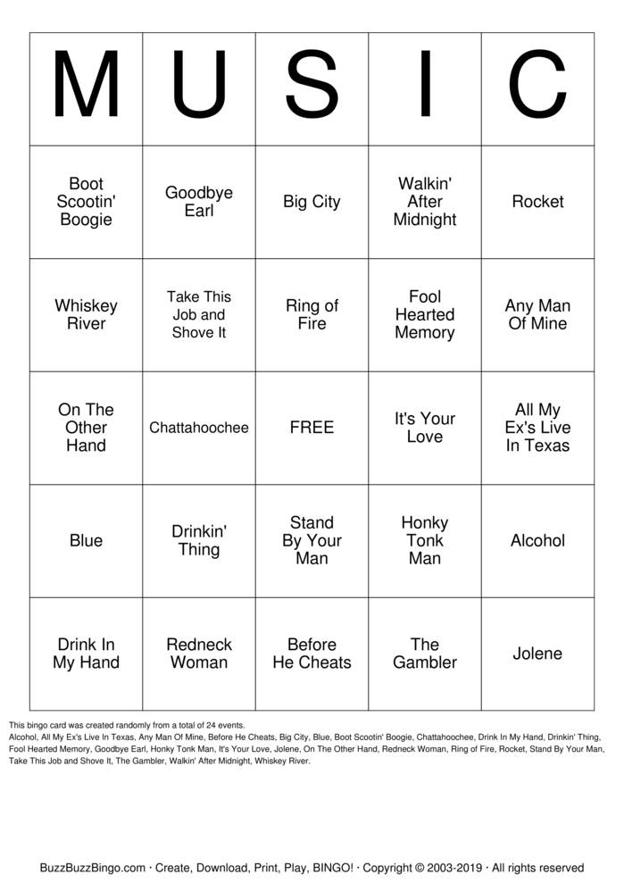 MUSIC Bingo Cards To Download Print And Customize 