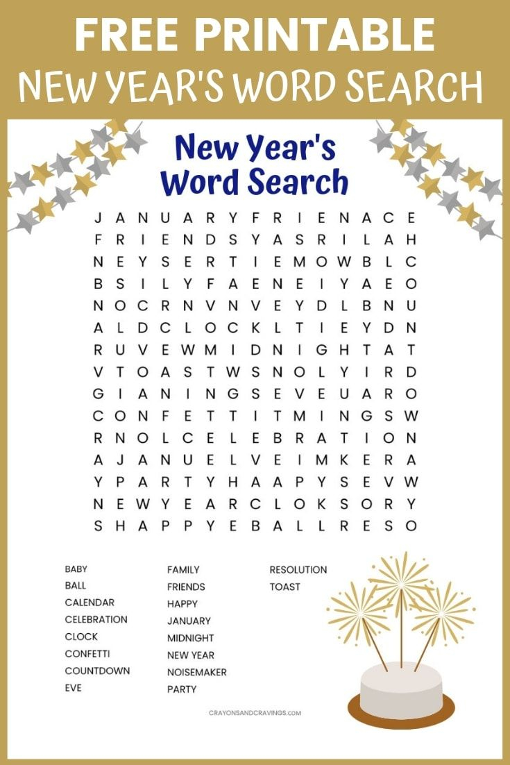 New Year s Word Search Free Printable New Year Words