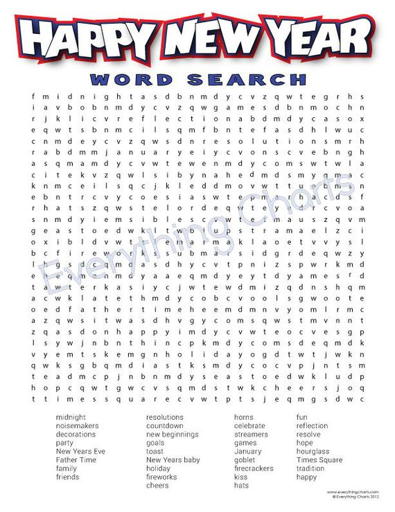 new year's word search printable