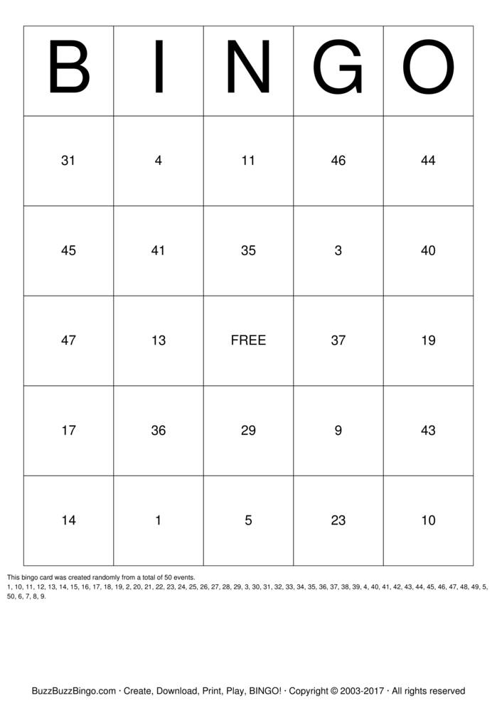 Numbers 1 50 Bingo Cards To Download Print And Customize 