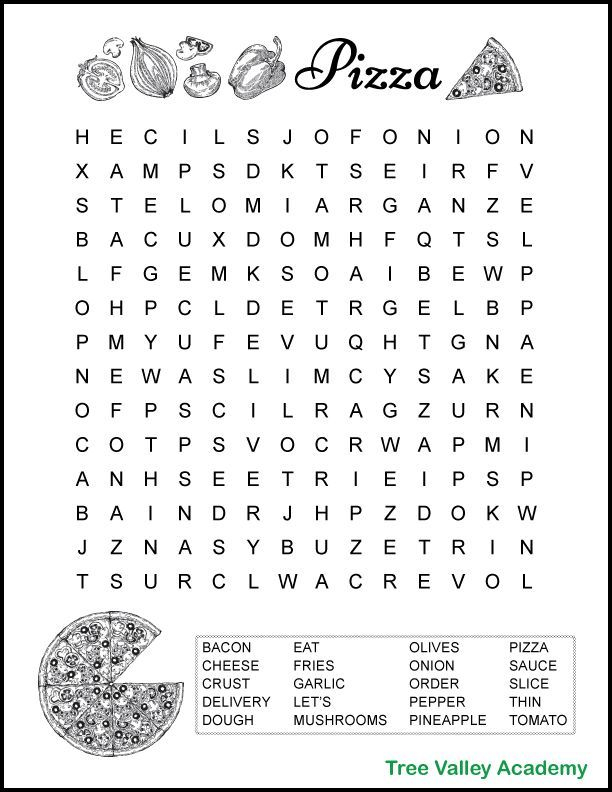 Pizza Word Search In 2020 Free Printable Word Searches 