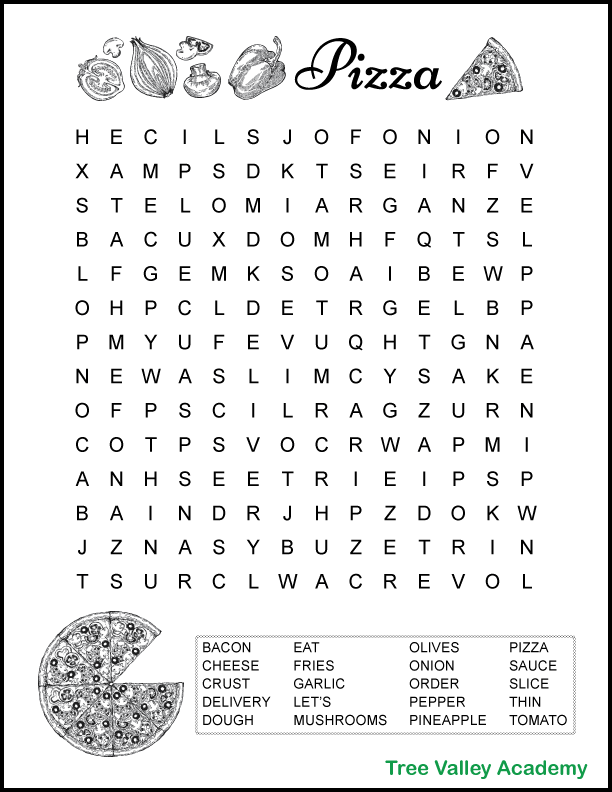 Pizza Word Search