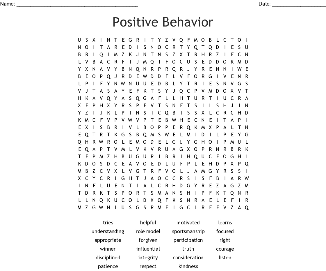 printable positive word search puzzle