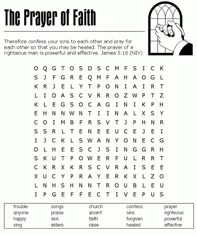 Prayer Of Faith Word Search Sermons4Kids