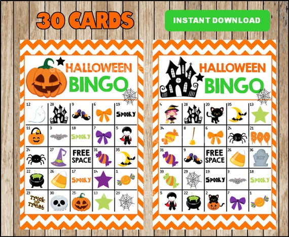 Printable 30 Halloween Bingo Cards Printable Halloween Bingo