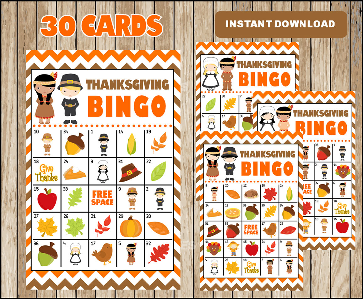 Printable 30 Thanksgiving Bingo Cards Printable Harvest Bingo