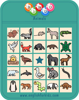 Printable Animals Bingo Game Teach English To Kids 