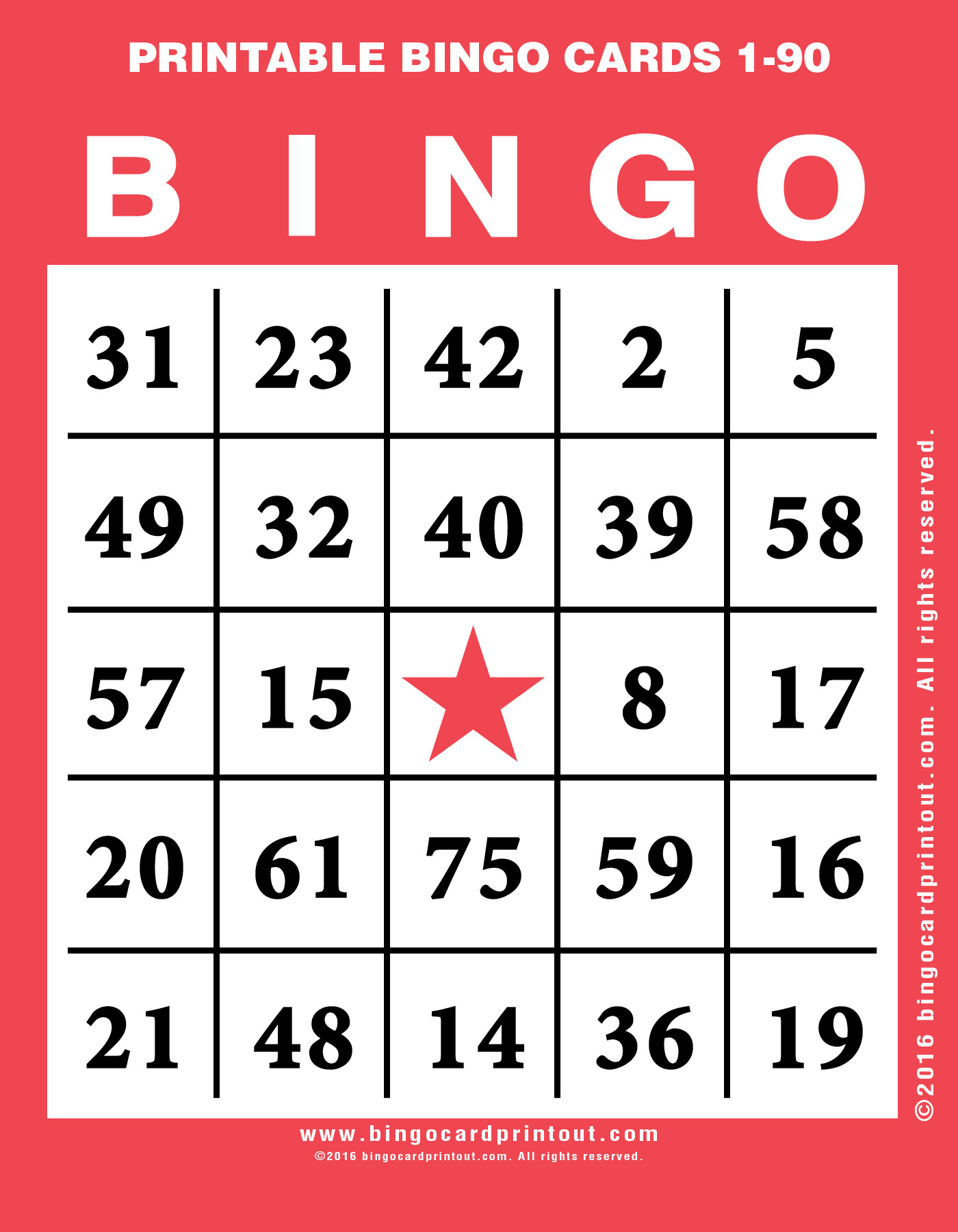 Printable Bingo Cards 1 90 BingoCardPrintout