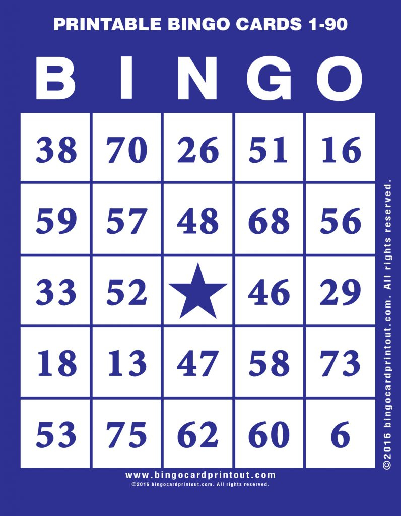 Printable Bingo Cards 1 90 Bingocardprintout Printable 