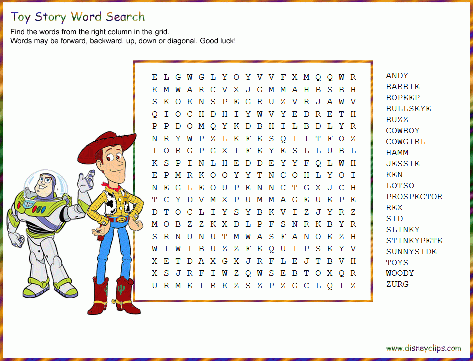 large print disney word search printable