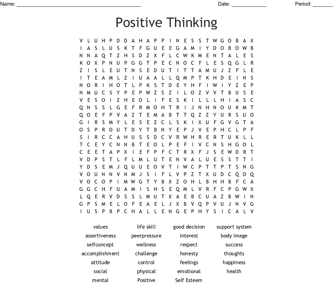 Printable Positive Word Search Puzzle PrintAll