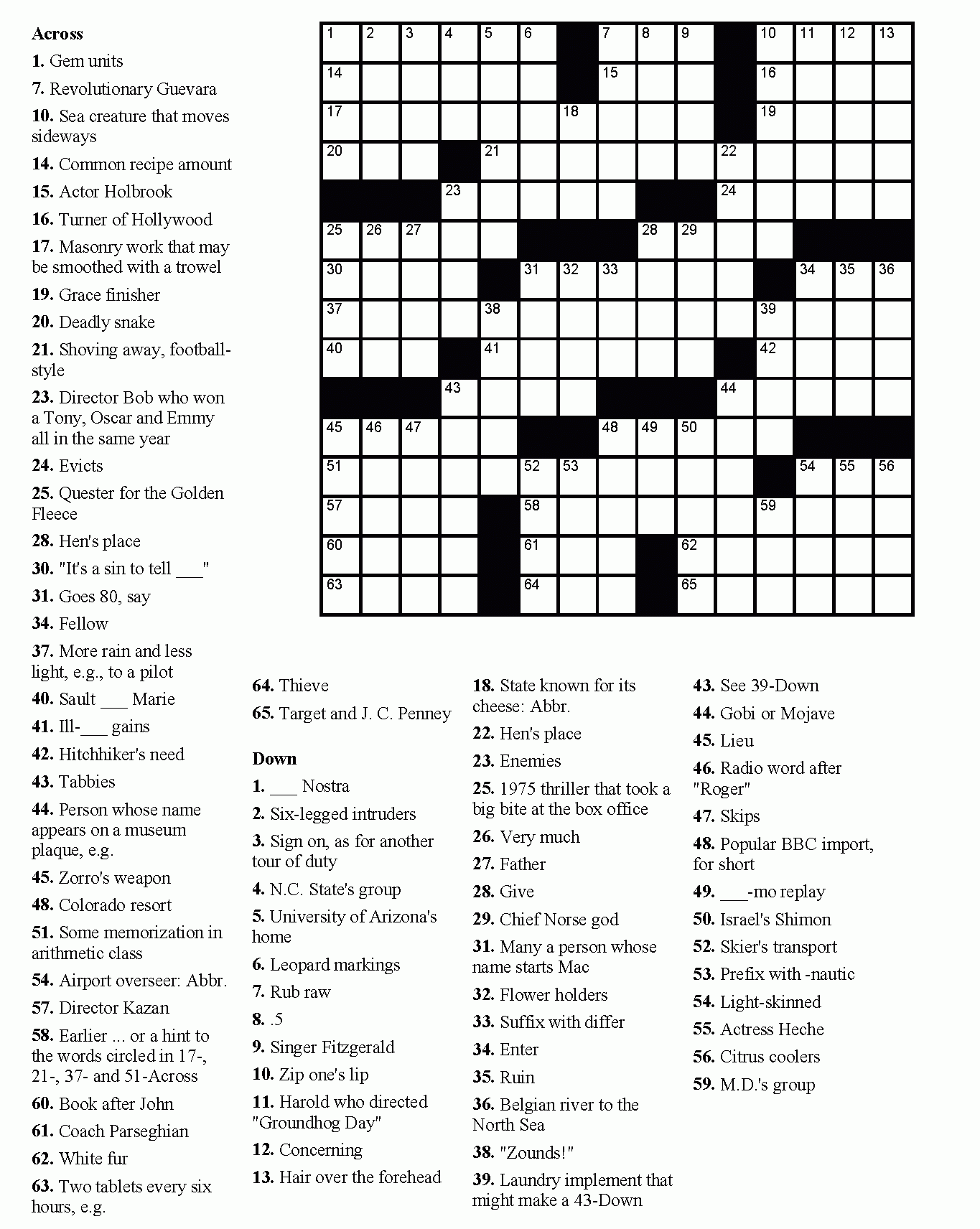 Printable Puzzles For Adults Printable Crossword Puzzles