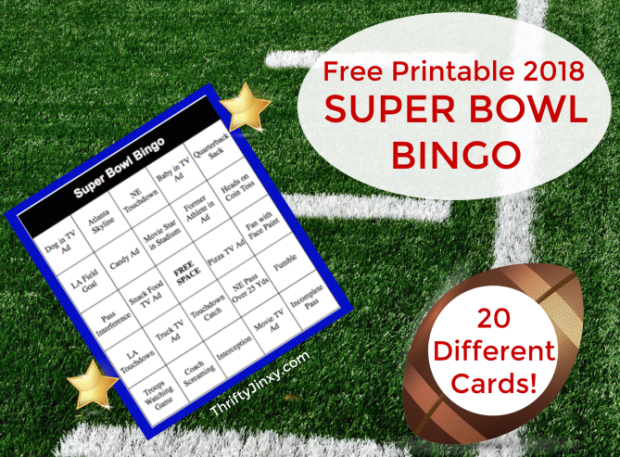 Printable Super Bowl Bingo Cards For 2019 Thrifty Jinxy