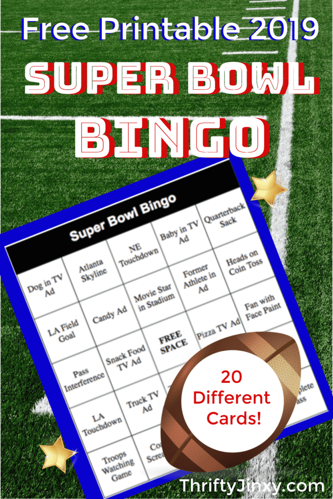 Printable Super Bowl Bingo Cards For 2019 Thrifty Jinxy