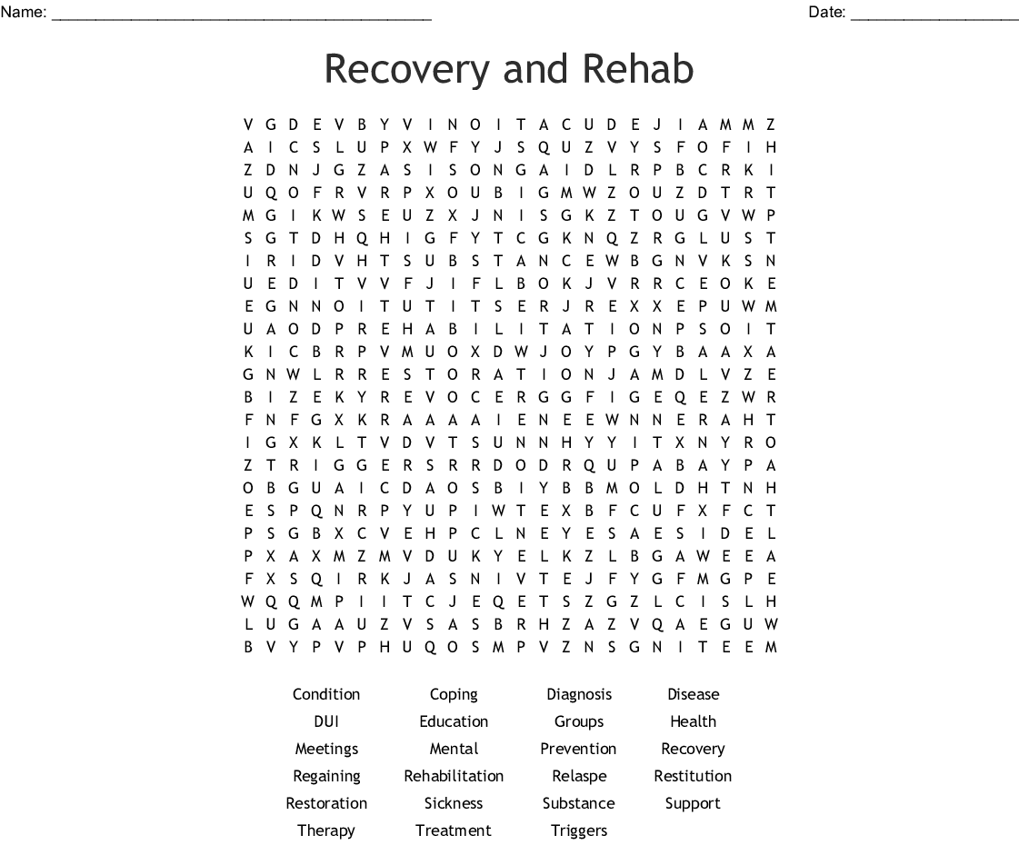 printable word search for recovery