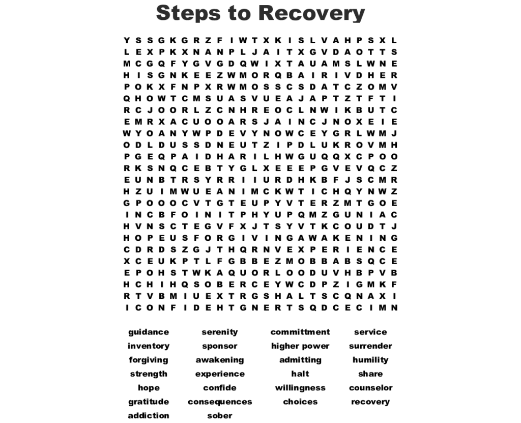 Recovery Word Search WordMint