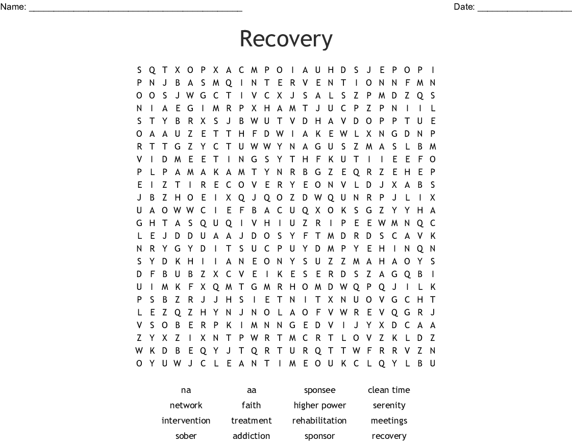 Recovery Word Search WordMint