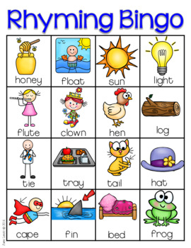 Rhyming Bingo By Jane Loretz Teachers Pay Teachers