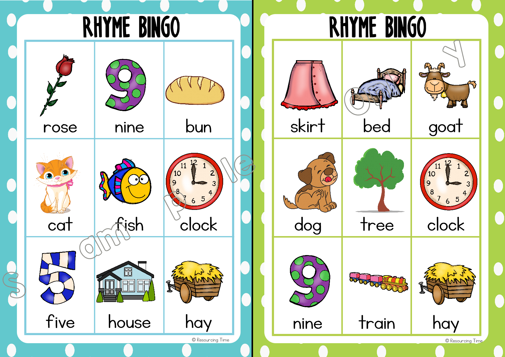 Rhyming Words Bingo Printable Words Print