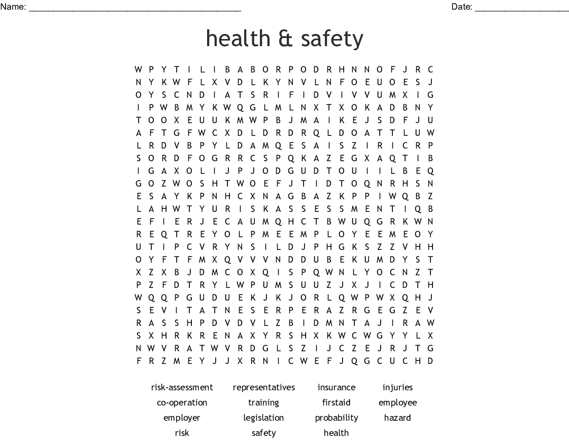 Safety Word Search Printable Word Search Printable