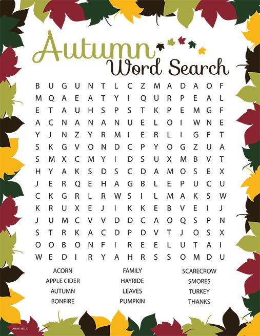 Seasonal autumnwordsearch base png 507 656 Fall Words 