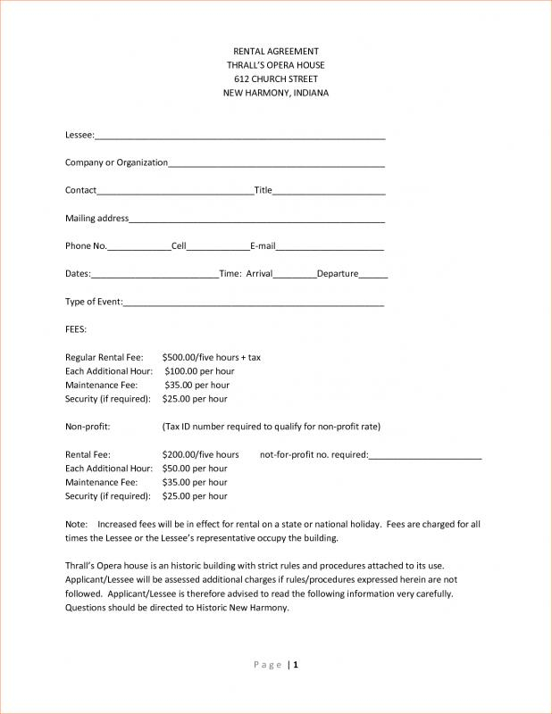 Simple One Page Lease Agreement Template Business