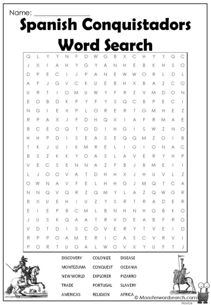Spanish Conquistadors Word Search In 2020 Verb Words