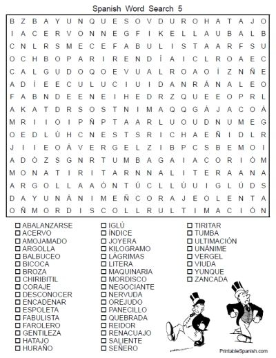 Spanish Word Search 5 FREE From PrintableSpanish 