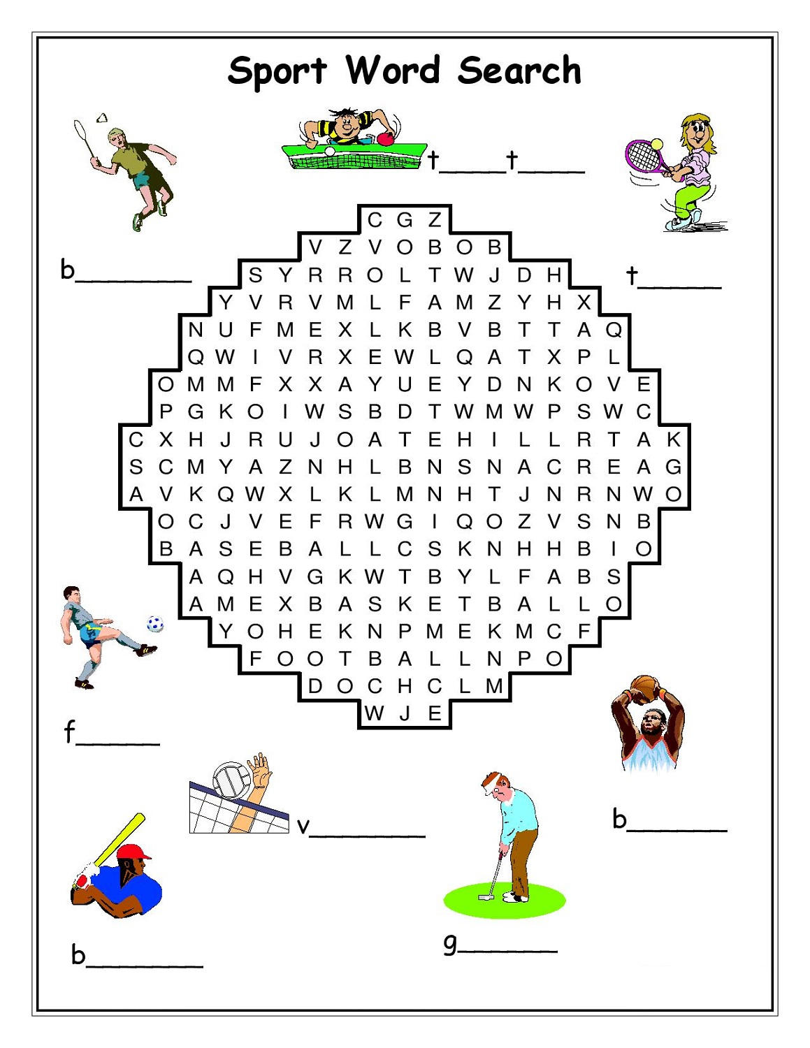 Sport Word Searches To Print Activity Shelter