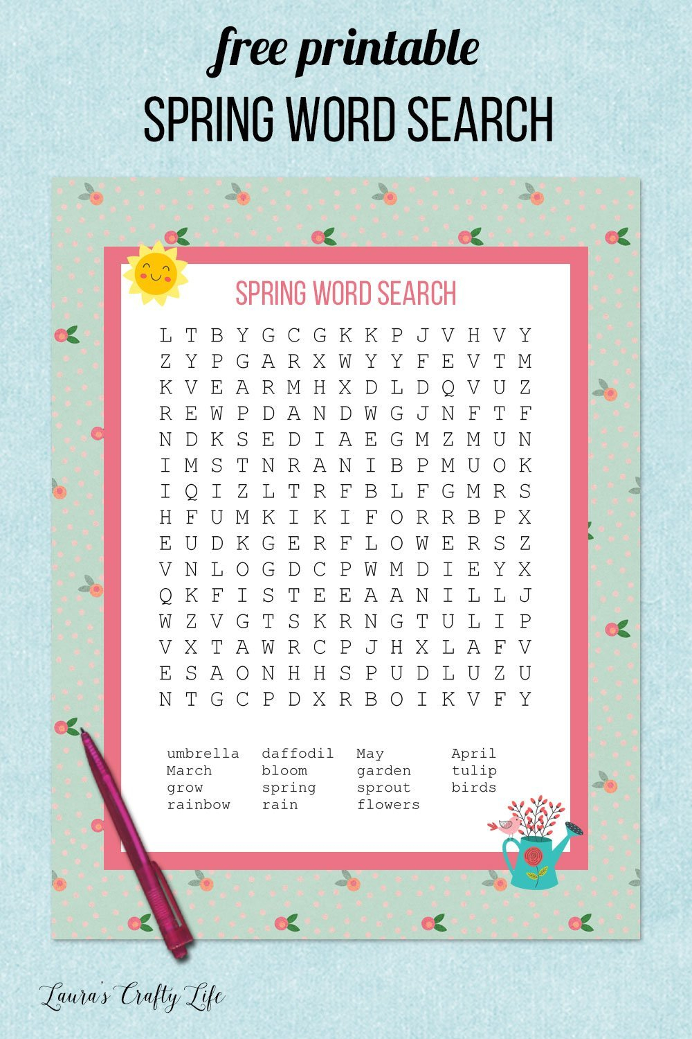 spring word search printable large print