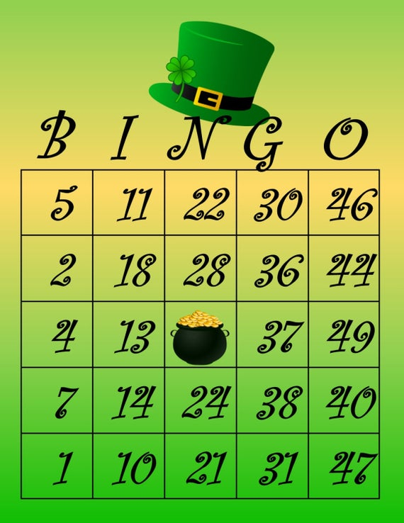St Patrick s Day Printable Cards Bingo Etsy