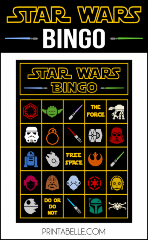 Star Wars Bingo Game Printable Star Wars Party Games